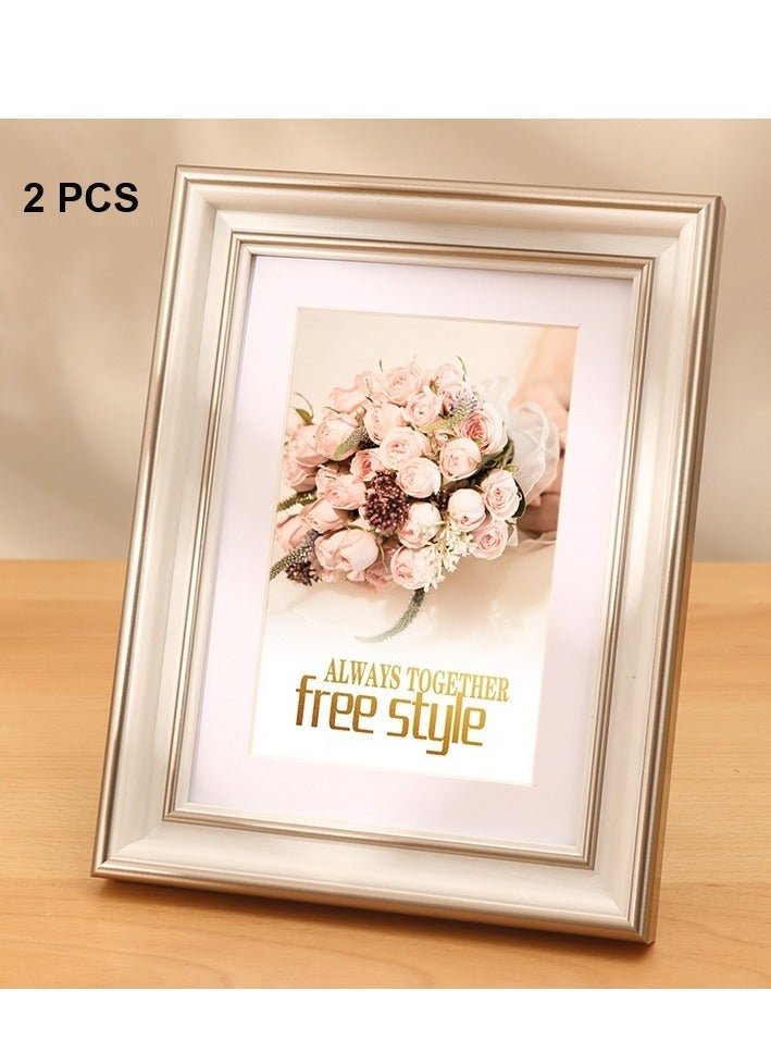 Soofam 8 inch (15.2x20.3cm) Picture Frame, Made of High Definition Glass for 6x8 inch Black Frames, Wall and Tabletop Display Thin Border Photo Frame for Home Décor（2 Pcs, Gold） - Image 1